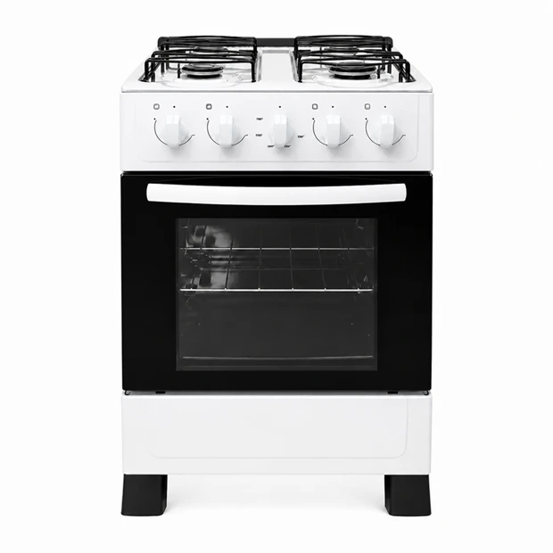 Gas cooker dual-gas white finish 4 burners